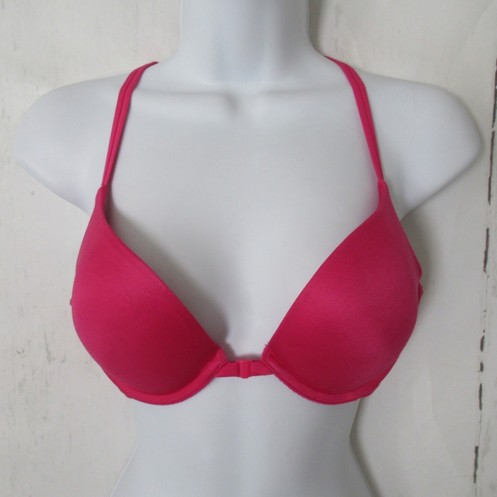 Vintage Victorias Secret Bra 36B Pink Racerback Front Closure Push Up Underwire